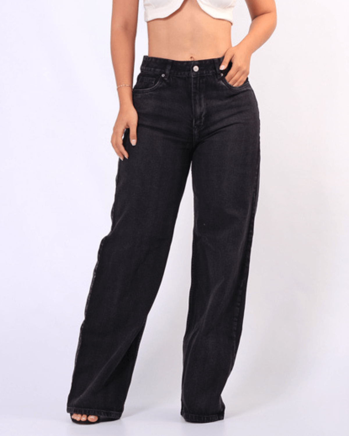 WIDE LEGS JEANS TONO NEGRO 9132