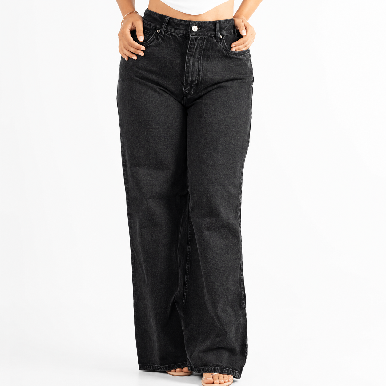 9133 WIDE LEGS JEANS TONO GRIS