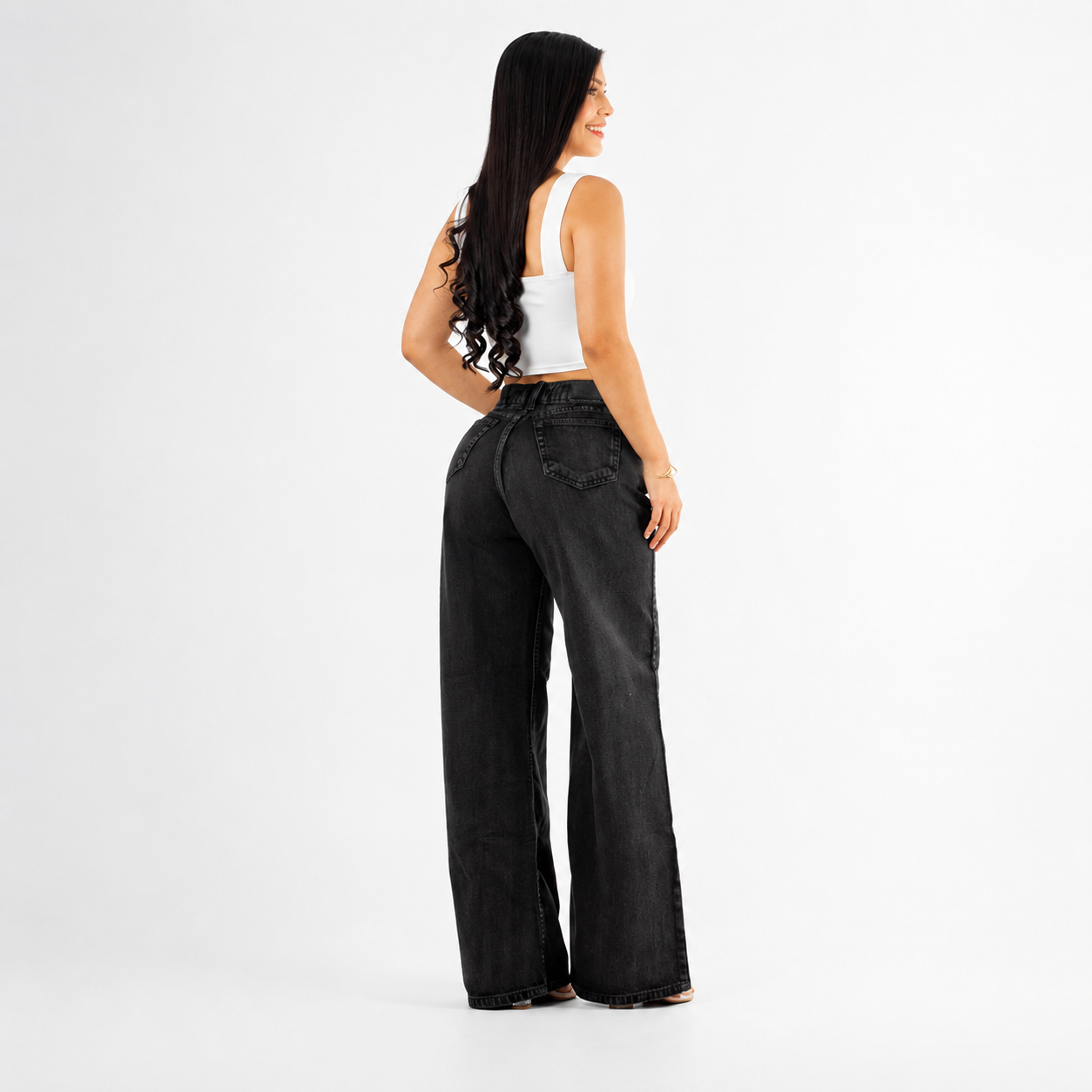 9133 WIDE LEGS JEANS TONO GRIS