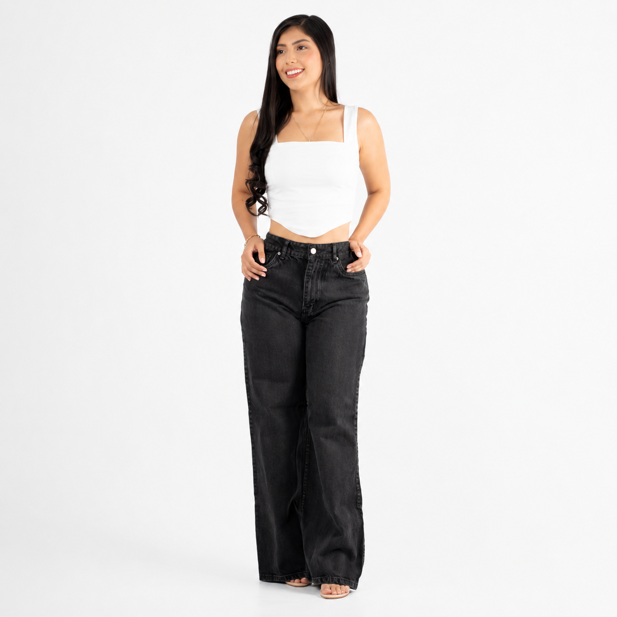 9133 WIDE LEGS JEANS TONO GRIS