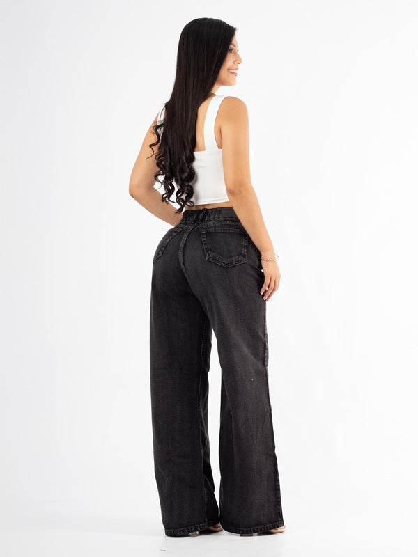 9133 WIDE LEGS JEANS TONO GRIS